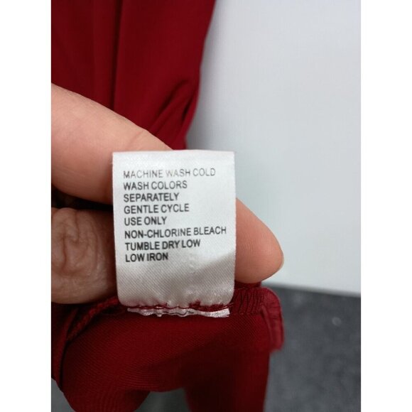 NorthStyle Womens A-Line Dress Size 18 Red Stretch Surplice Midi Short Sleeve - Picture 5 of 7